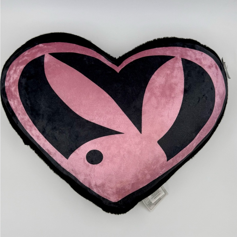 Pink and Black Playboy Heart Pillow